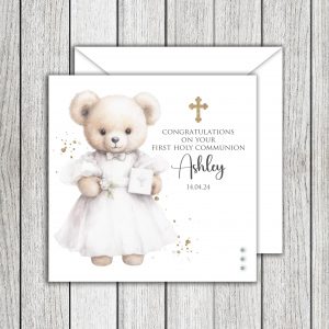 Teddy First Holy Communion Card