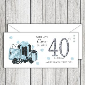 Black & Blue Presents Birthday Money/Gift Voucher Wallet-30th/40th/50th Any Age etc